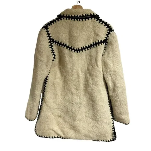 Beautiful Vintage Jacket Made In Greece 70s Bohemian Embroidery Cream Zip Up - Picture 3 of 14